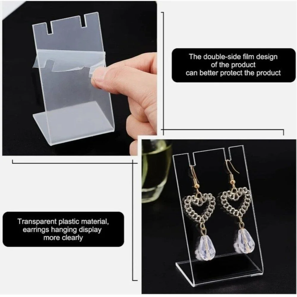 NEW - 6Pcs Acrylic Earring Holder Single Pair L-Shape Jewelry Displays S